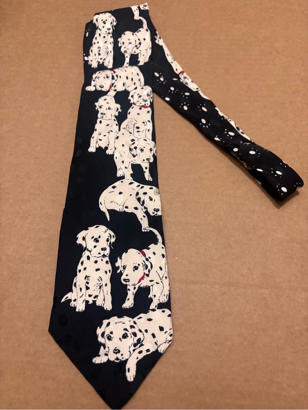 Vintage Addiction Dalmatian Puppy Silk Novelty Tie Black White Animal lover